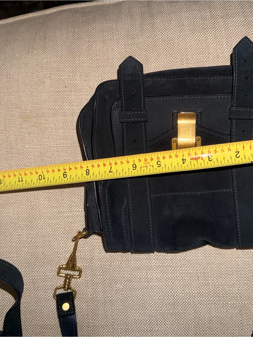 Proenza Schouler PS1 Black Suede Crossbody Satchel with Gold Hardware - Picture 7 of 9